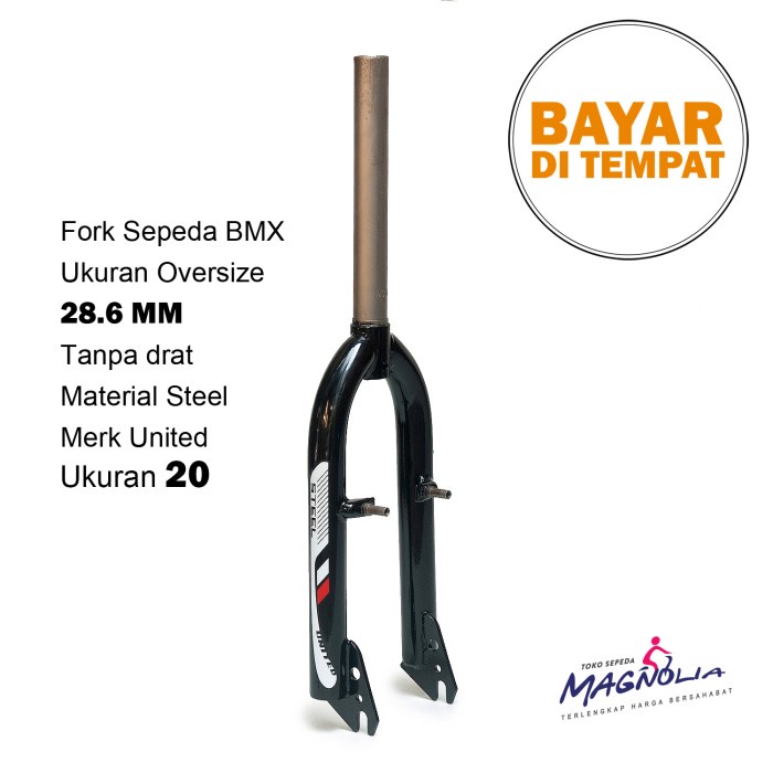 Terlaris Garpu Fork Sepeda BMX 20 United Steel Vbrake Tanpa Drat Oversize SALE