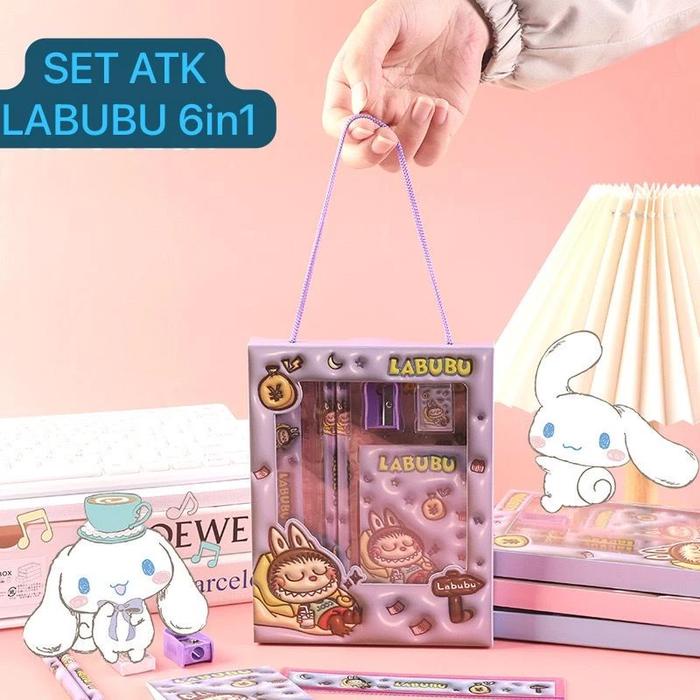 

GROSIR Stationery Set Paket Labubu Alat Tulis Hadiah Anak-anak Sekolah Pensil Penggaris Penghapus