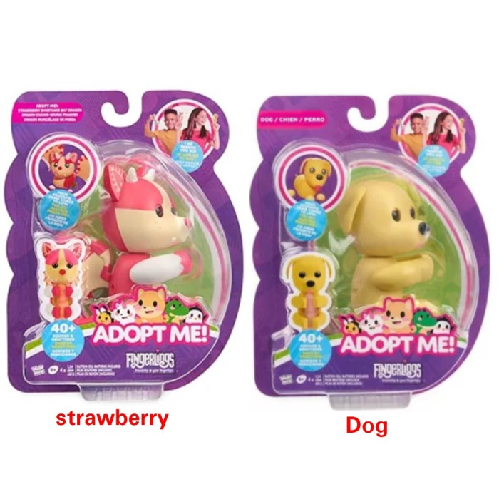 Mainan Anak Boneka Jari Fingerlings Adopt Me Strawberry & Dog Shortcake Bat Dragon 40+ Suara &