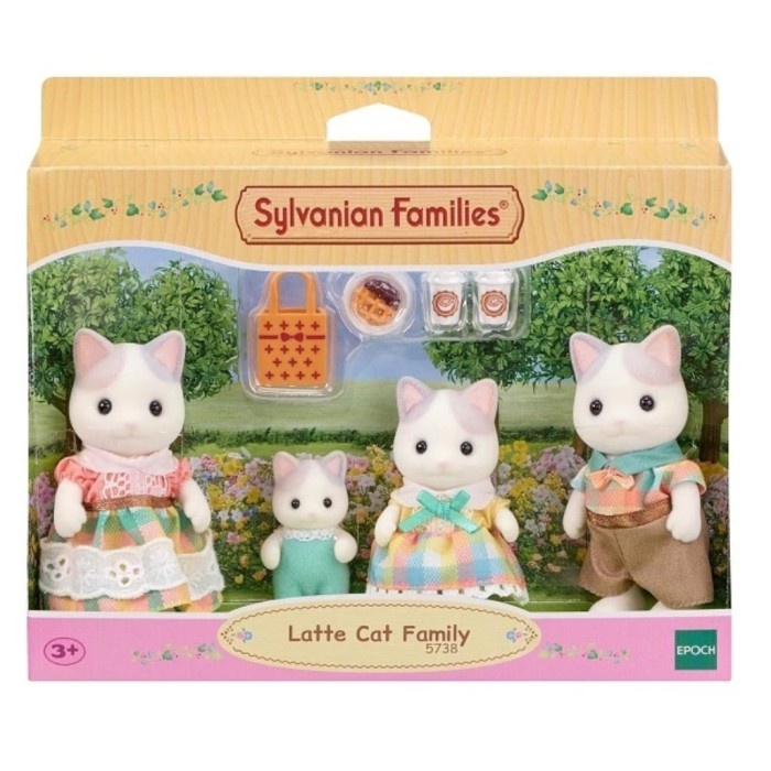 Mainan Boneka Sylvanian Families Latte Cat Kucing Family 4 Figure
