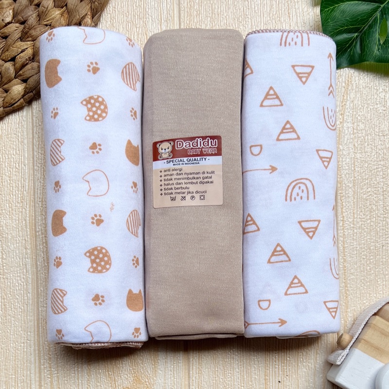 Terfavorit !!! Serian Coklat Susu Coksu New Dadidu- 3 Pcs Bedong Bayi Bahan Kaos Coklat Susu New