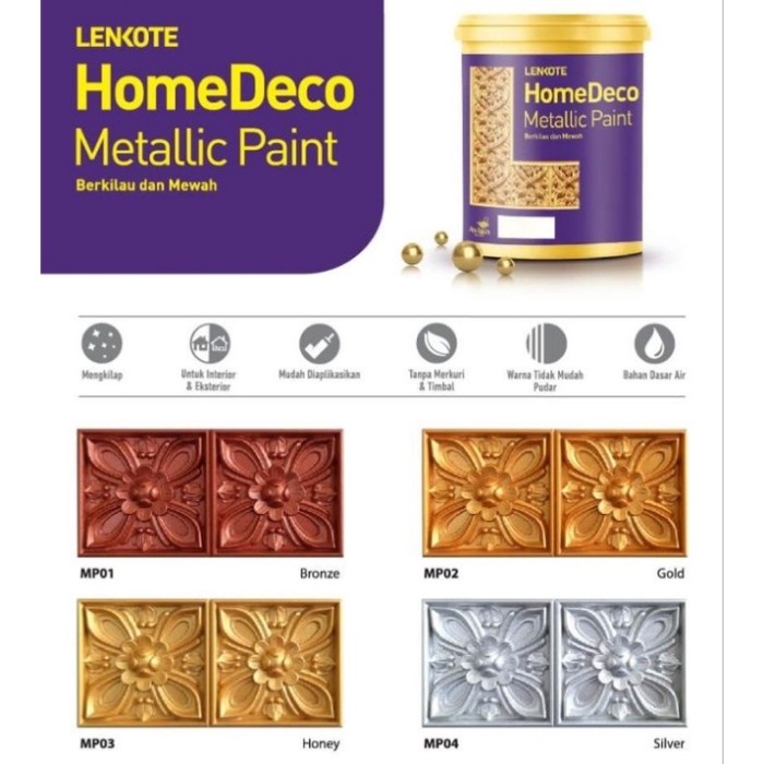 Flashshow CAT EMAS WARNA EMAS 200cc DEKOR TEMBOK BESI KAYU GYPSUM ORNAMEN PENGENCER AIR HOME DECO