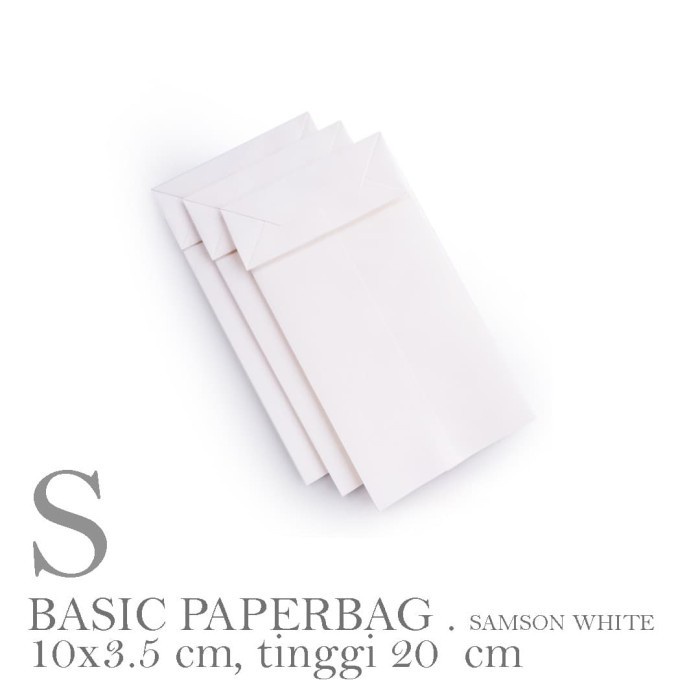 

Flashshow BASIC PAPERBAG PREMIUM WHITE: SMALL (S) WHITE SAMSON 140gr
