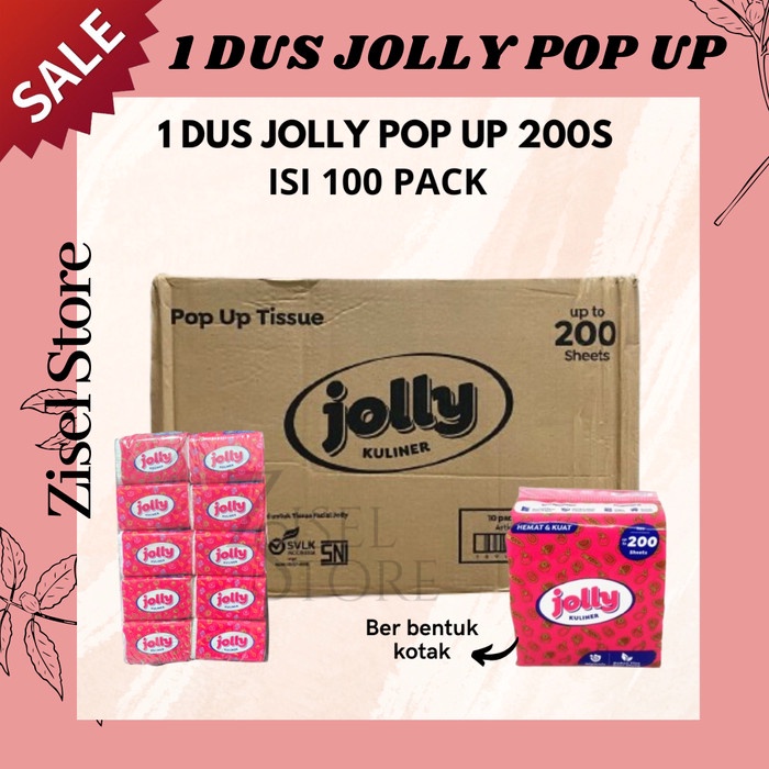 KODE H 1 KARTON JOLLY POP UP ISI 100PCS 1 DUS TISSUE JOLLY POP UP TISU KULINER