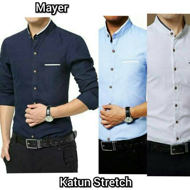 Wilson233 Kemeja Pria MAYER kerah koko baju pakaian hem cowok polos shopee1111