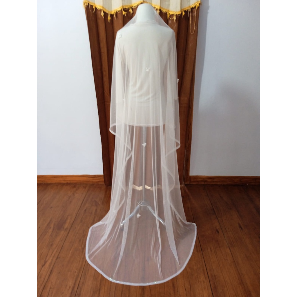 Layer Gantin 2M Putih Tulang Hijab Gantin Elendang Gantin Hijab Veil