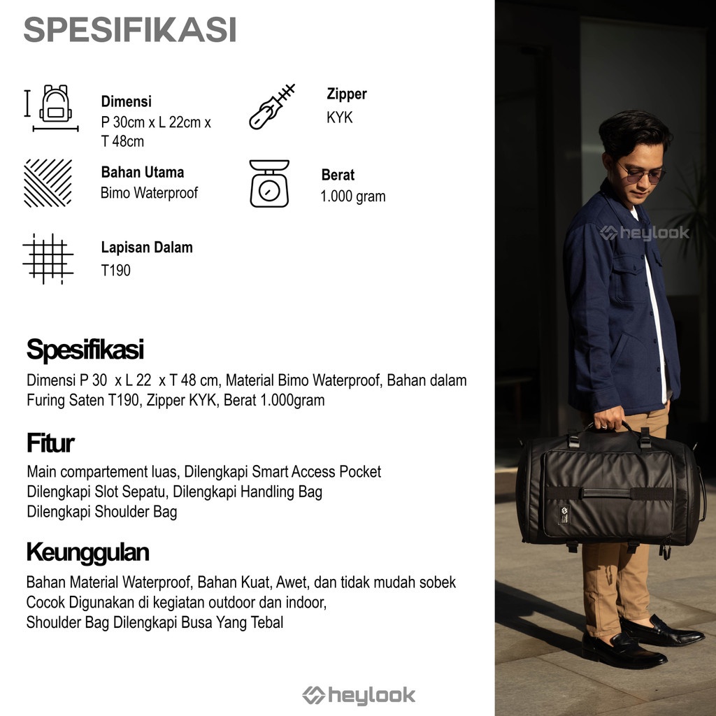 TERBARU HEYLOOK - Travel bag Pria LEGION TravelBag Tas Gym Duffle Bag Tas Fitnes Tas Futsal Tas