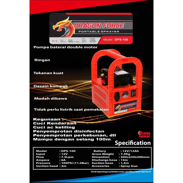 HOT SALE Portable Sprayer Dragon Force Cuci Motor Semprot Hama