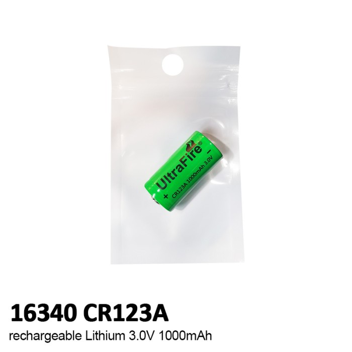 BATERAI RECHARGEABLE LITHIUM ULTRAFIRE 16340 CR123A 3.0V 1000 MAH KODE 782