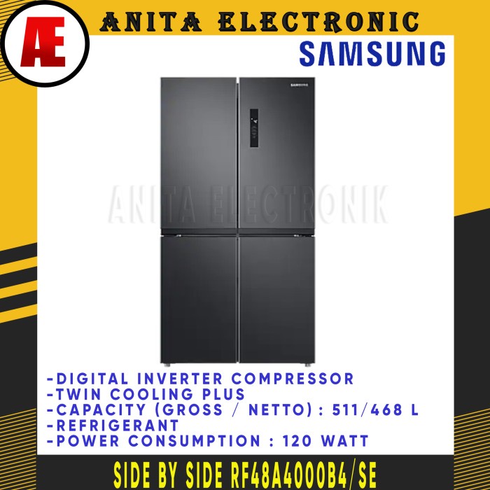 Bisa Gosend Kulkas Samsung 4 Pintu Digital Inverter Rf48A4000B4 / Se Kap.511L