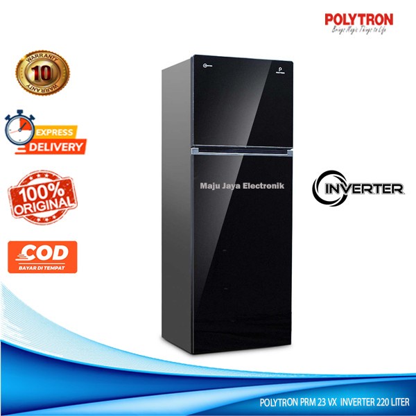 Kulkas 2 Pintu Polytron 23 Vx Inverter Jumbo Pintu Kaca 220 Liter