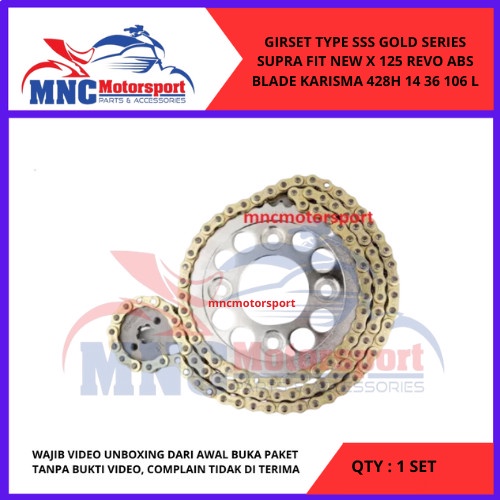 NEW GEARSET GIRSET GEAR GIR SET KC GOLD 36T SUPRA FIT NEW X 125 REVO ABSOLUTE BLADE KARISMA