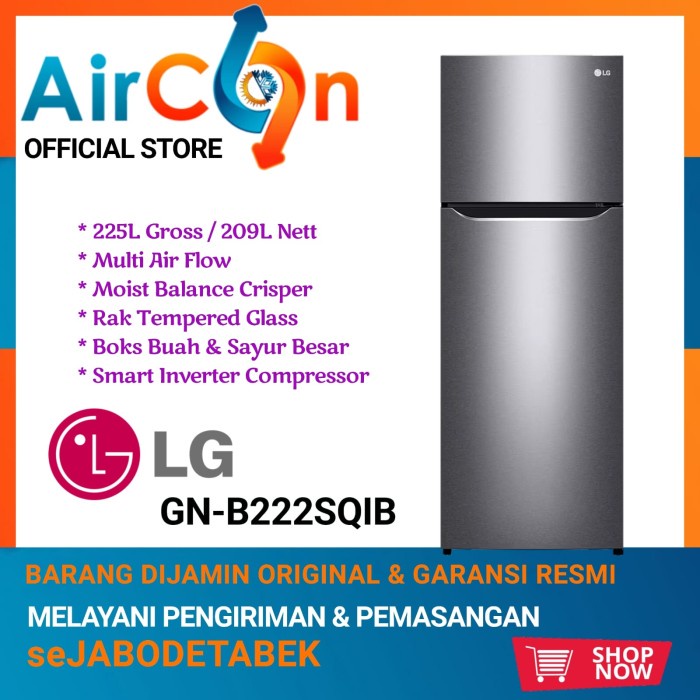 KULKAS LG GN - B222SQIB 2 PINTU INVERTER GN - B222SQIB