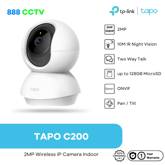 Tp- Tapo C200 Smart Cctv Wifi Camera Indoor Pan Tilt New