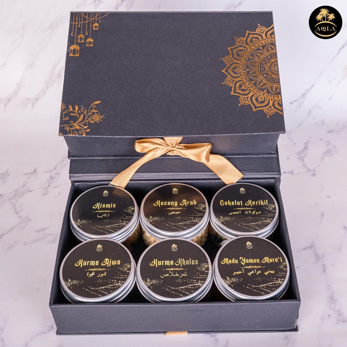 

Oleh Oleh Umroh Dan Haji Paket Box Premium / Paket Kurma Kacang Arab Kismis