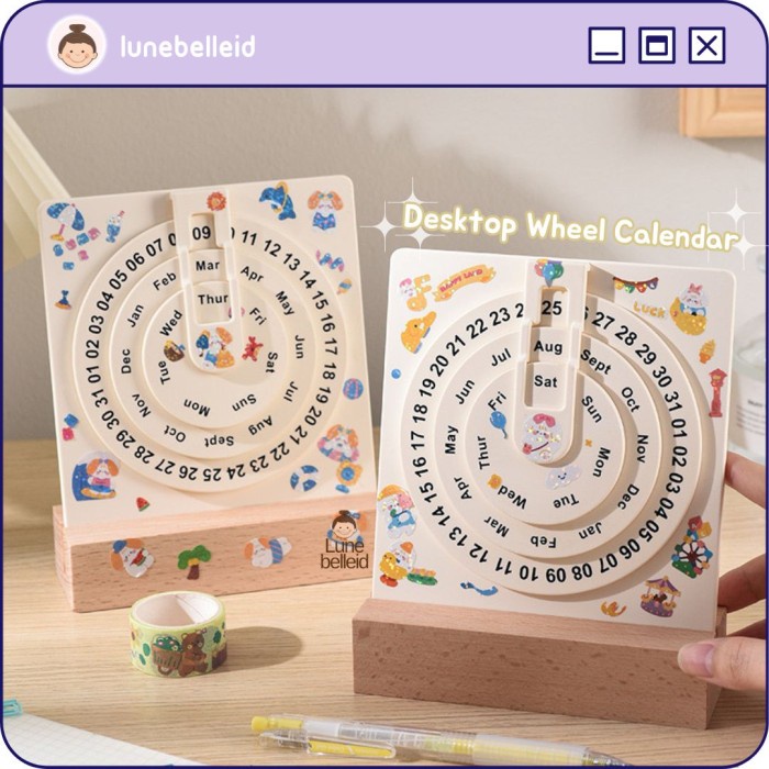 

Desktop Aesthetic Wheel Calendar / Kalender 2024 aesthetic / Kalender meja estetik abadi Kode 548