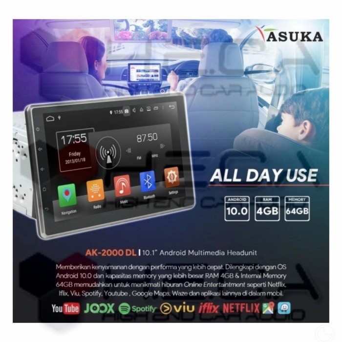 Termurah Asuka AK-2000DL Head Unit Android Tape Mobil AK-2000 DL Deckless + Cam
