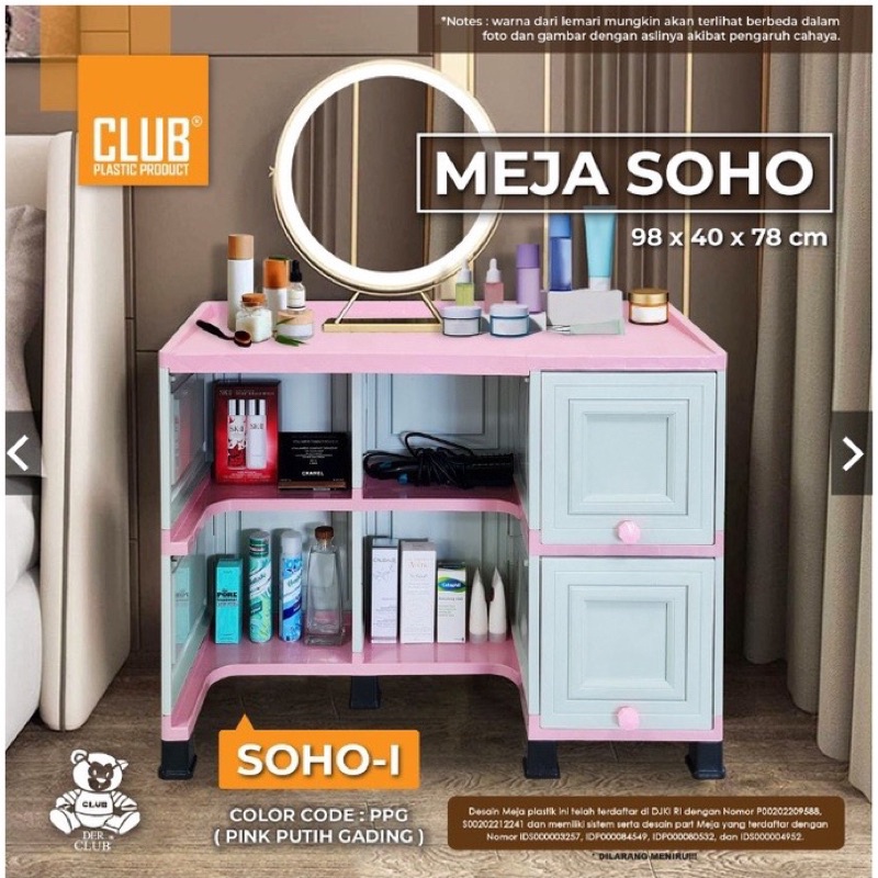Ready MEJA TULIS CLUB SOHO MEJA BELAJAR ANAK PINK MINIMALIS PUTIH