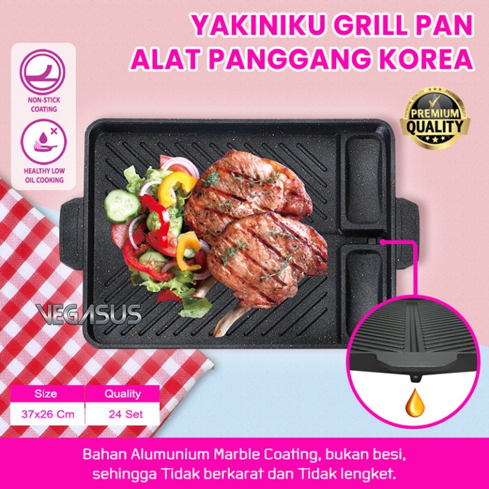 Multi Grill Pan Alat Panggang Sate Ayam Daging Bersih Tanpa Arang