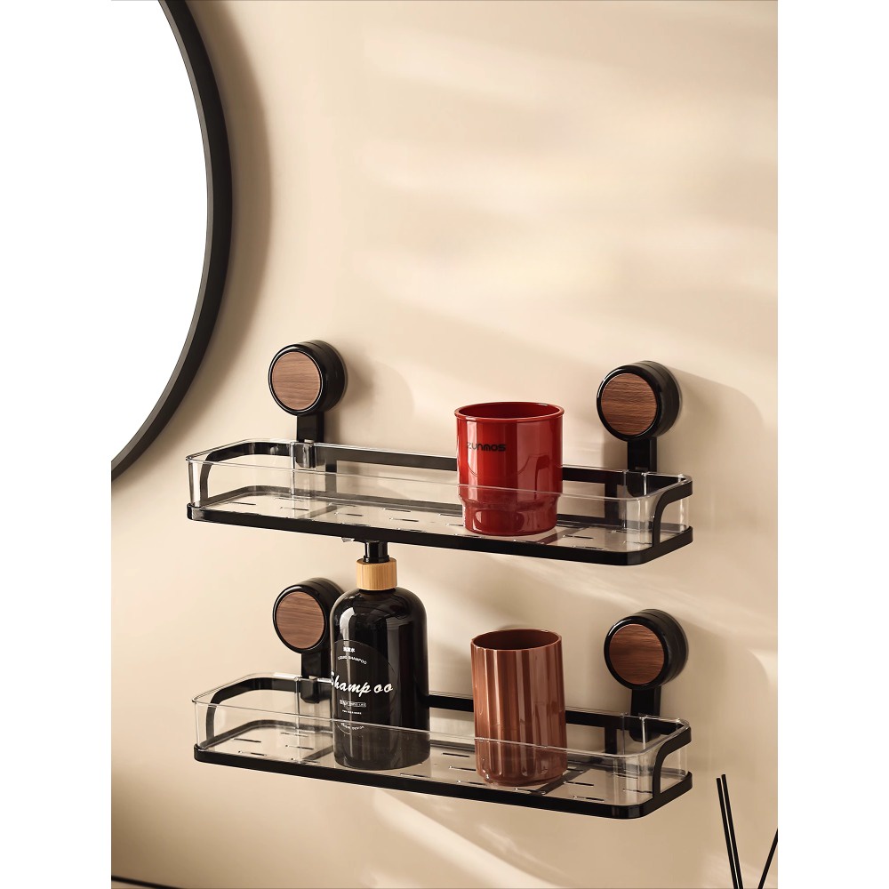 Walnut pattern suction cup rack antique bathroom wash sink wall free punching storage