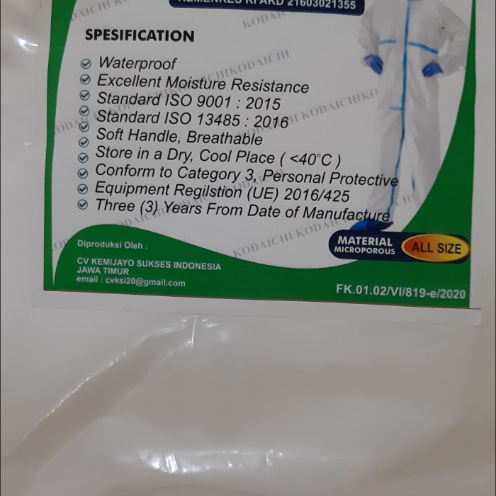 Paket APD Local Kodaichi All Size