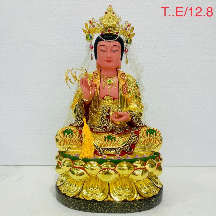 Patung Dewi Kwan Im / Guanyin / Mak Im / Rambut 16In Kayu Taiwan