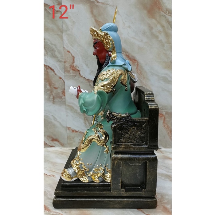 Patung Dewa Kwan Kong / Kwan Kung - Duduk -12 In - Fiber