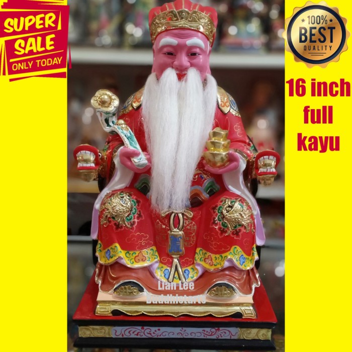 Svetlana Patung Dewa Bu Hok Tek Cen Sin Full Kayu 16 In