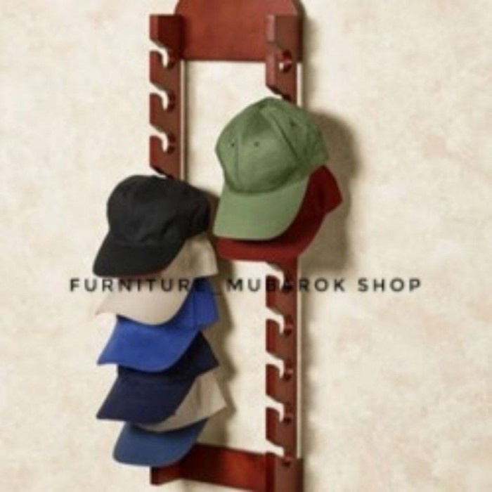 RAK TOPI TEMPEL DINDING JUMBO/RAK TOPI KAYU/HANGAR TOPI/DISPLAY