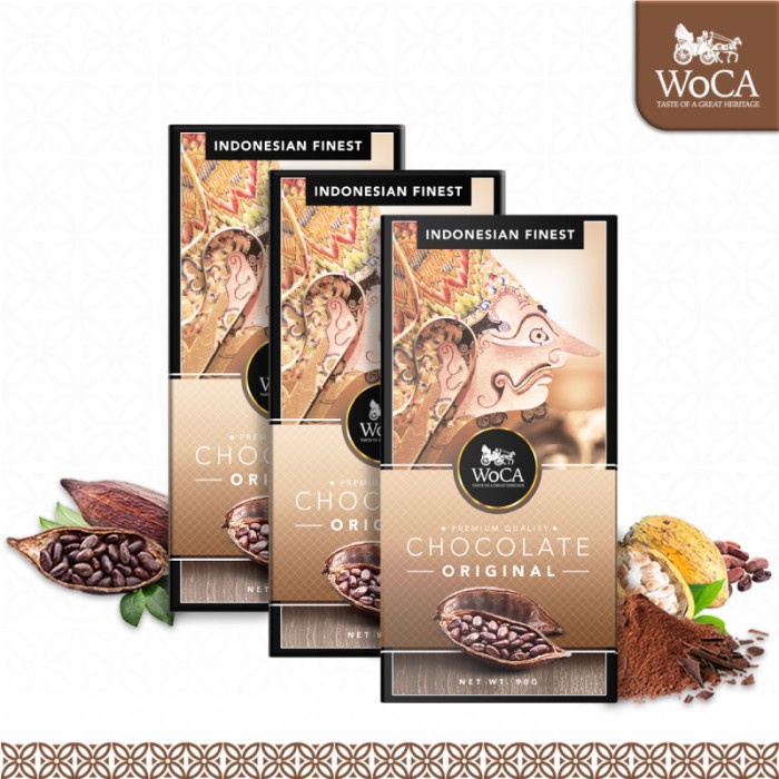 WoCA Premium Chocolate 3 x 90g Bars - Cokelat Batang Rasa Original