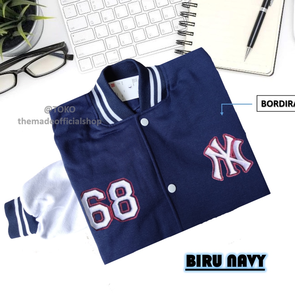 BIG PROMO Jaket Baseball NY Motif Bordir Original / Jaket Baseball Varsity Bordiran Motif NY Warna