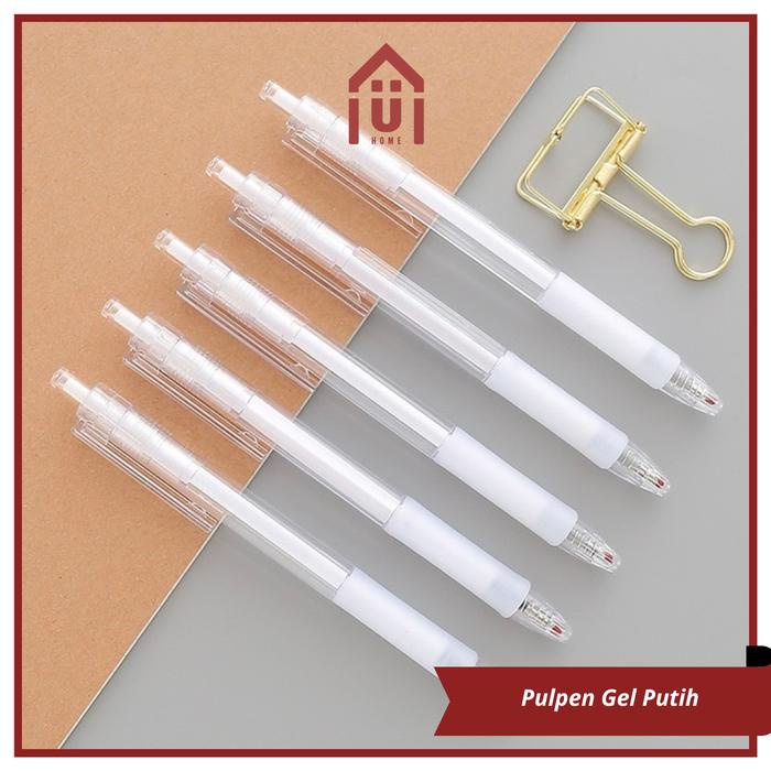 

Uniso - Pulpen Gel Putih 0.5Mm Polos Tinta Hitam Bolpoin Gel Alat Tulis Sekolah Kantor Pena Tinta