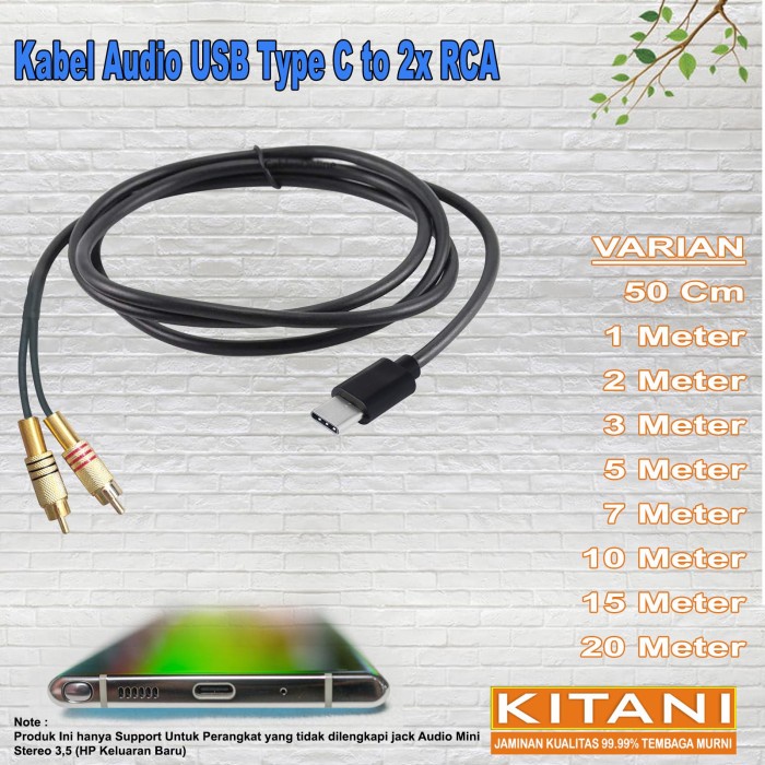 PROMO Kabel Audio/Konverter USB Type C To 2 RCA - KITANI