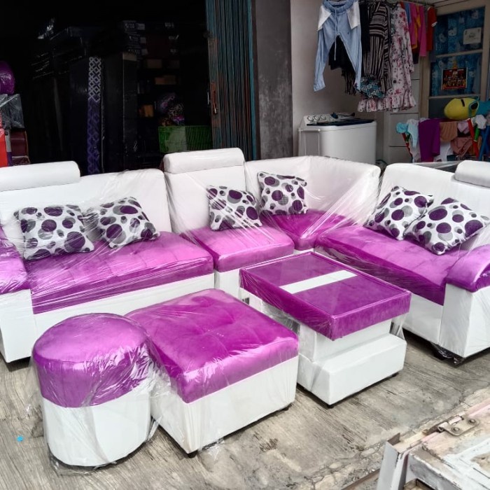 Sofa Set nimalis Ungu Putih Cantik PO Harga MurahBebas OngkirTerbatasTermurah