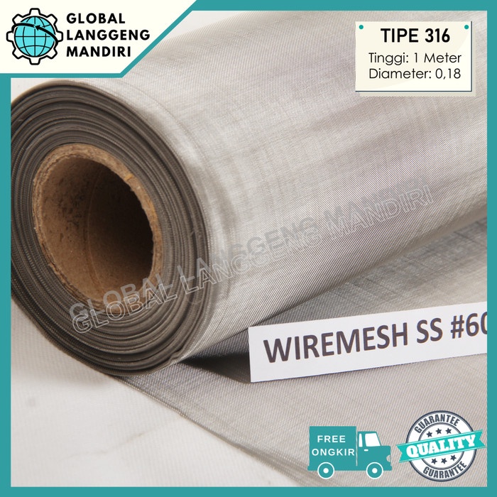 PROMO WIREMESH 60 STAINLESS (316) 1MX1M / WIRE MESH 60/ WIRE SCREEN 316 SS