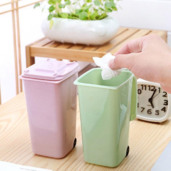 

PS422 Mini Trash Can Storage Bin Desktop Organizer Pen Pencil Holder J