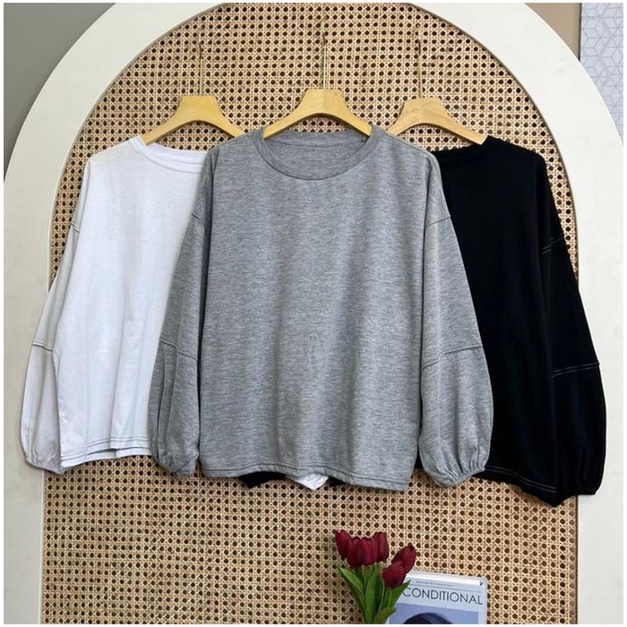 SALE Alana Oversize Blouse Tangan Balon Bahan Cotton Combed Atasan Wanita Basic NTR Baju Panjang