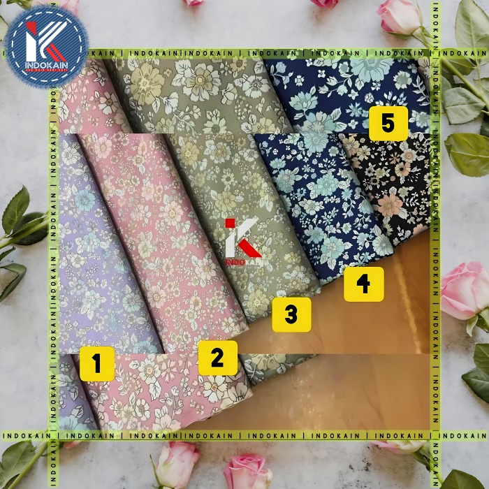 KOMPLIT Bahan Kain Katun Jepang Meteran Motif Hana Glory Setelan Gamis Kemeja