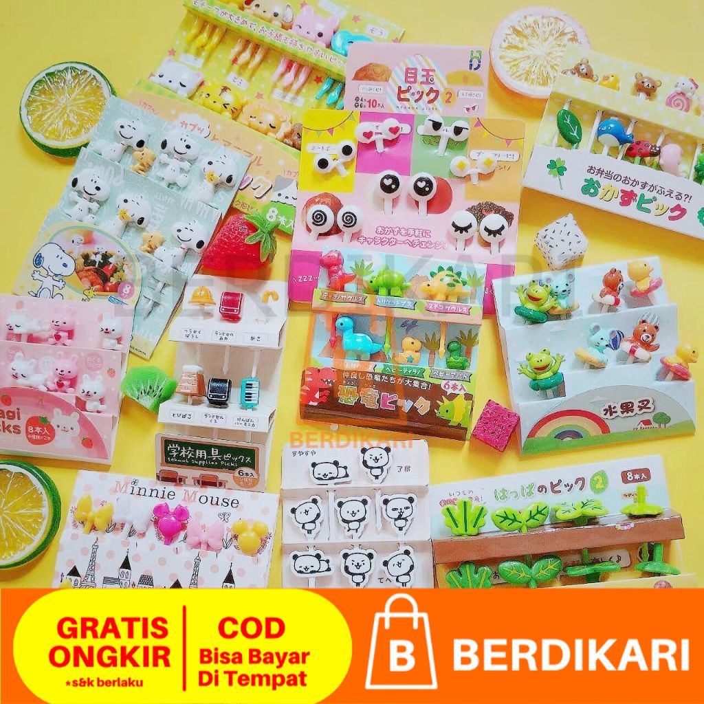 Tusukan Gemoy Tusukan Bento Karakter Tusukan Lucu Garpu Bento Lucu Bekal Anak Hias Bento Dekorasi