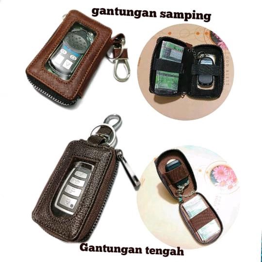 dompet remote keyless mobil Hyundai kulit asli transparan zipper dompet stnk hyundai