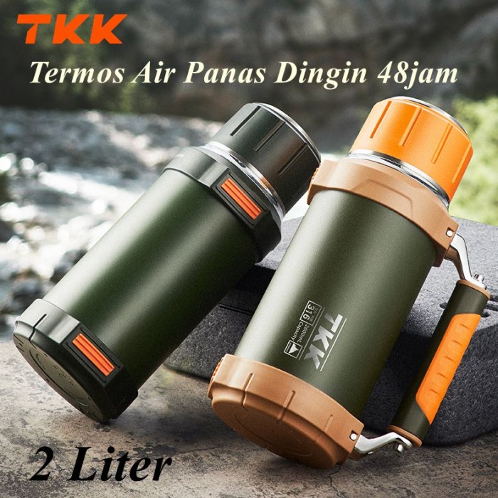 TKK Termos Air Panas Dingin 48jam Termos mobil Botol minum Tumbler Stainless Premium 2 Liter Termos