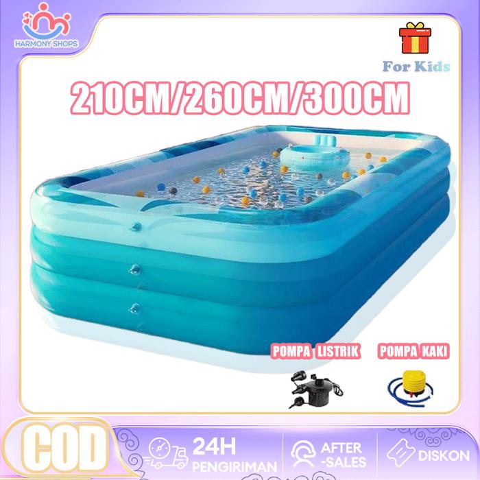 Free GiftKolam Renang Anak 3 Layer Swimming Pool Luar Ruangan 210/260/300CM kolam renang anak Kolam