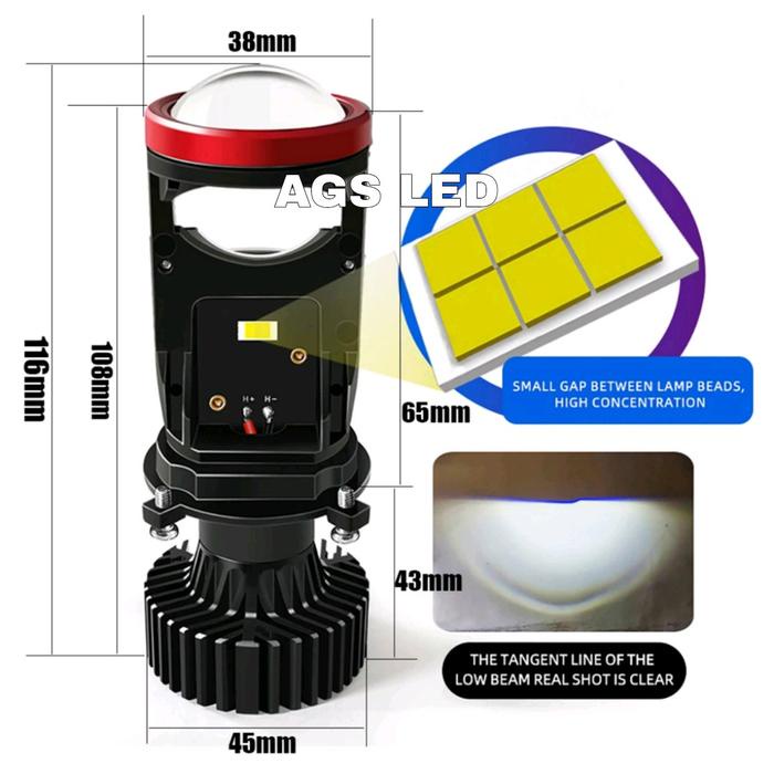 LAMPU LED Y7D PROJECTOR H4 LED SUPER BRIGHT PREMIUM / LAMPU UTAMA MOBIL MOTOR SOKET H4 Y7 PREMIUM