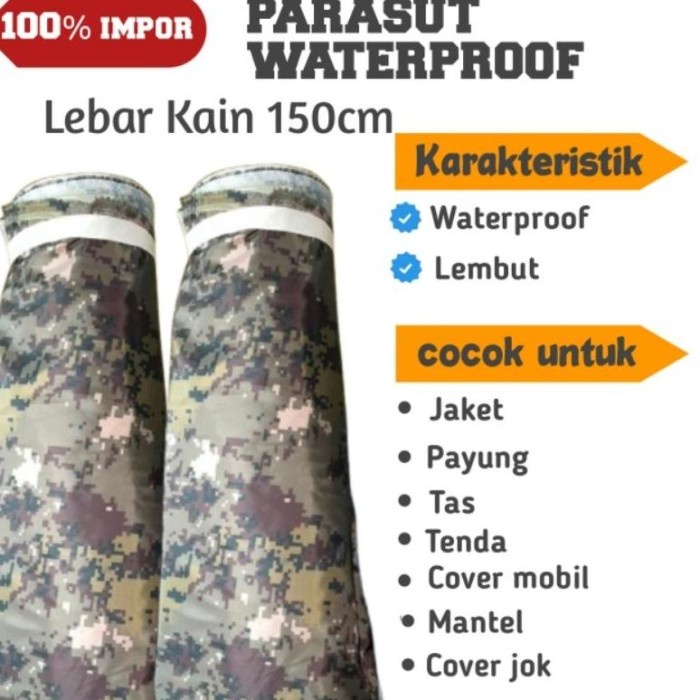 TERLARIS KAIN PARASUT MOTIF LORENG WATEROOF IMPORT PREMIUM -KIRASMAN TEXTILE