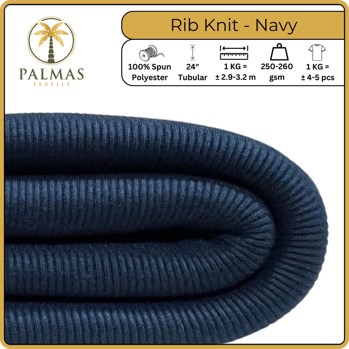 Kain Rib Knit - Navy (Bahan Kaos)