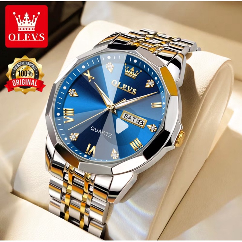OLEVS 9931 Jam Tangan Pria Anti Air Original 100% Resmi Mewah Import Terbaru Stainless Steel