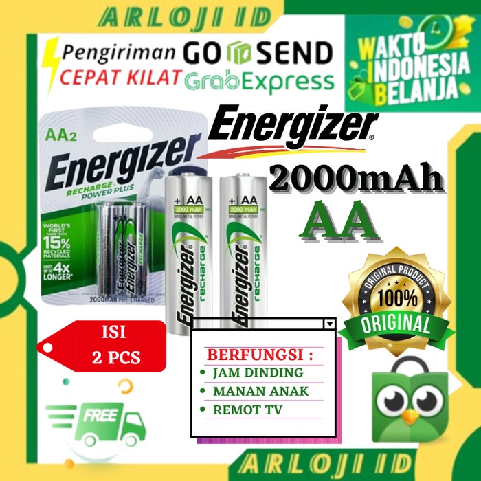 ORIGINAL ENERGIZER Baterai Cas AA Energizer Recharge 1.2V 2000 mAh 2 PCS Baterai Cas AA Energizer