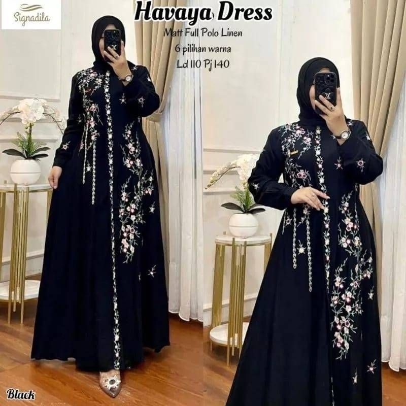 READY SIAP KIRIM RASYA BORDIR DRESS(ADA JUMBO) LABEL JASMINE (HAVAYA/ROSYA DRESS BORDIR)
