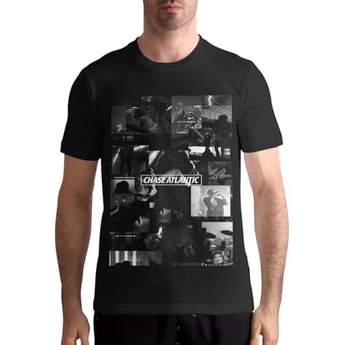 Chase Musics Atlantic Shirt, Kaus Pria, Atasan Lengan Pendek Klasik, Kaus Fashion Hitam|B9fDZtid|