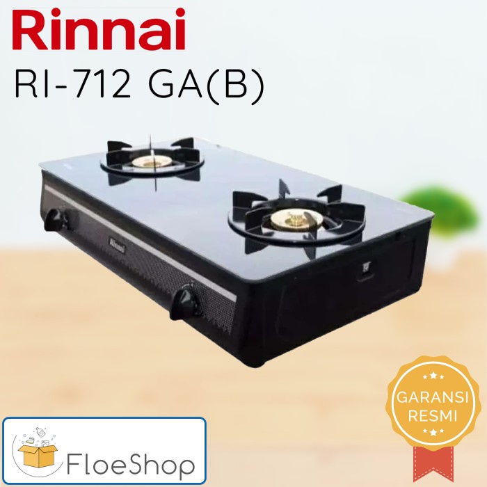 Natanel Kompor Gas 2 Tungku Kaca Rinnai / Rinai Tungku Besar In Ri 712 Gab